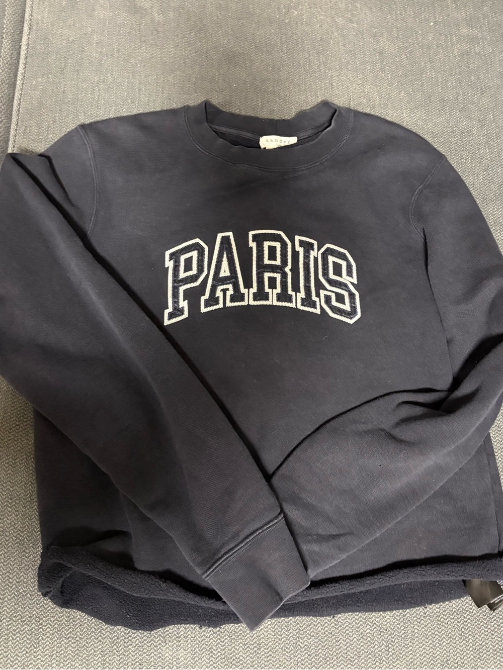 Sandro Paris Spell Out Sweatshirt, Navy, Size Small Cotton VGUC